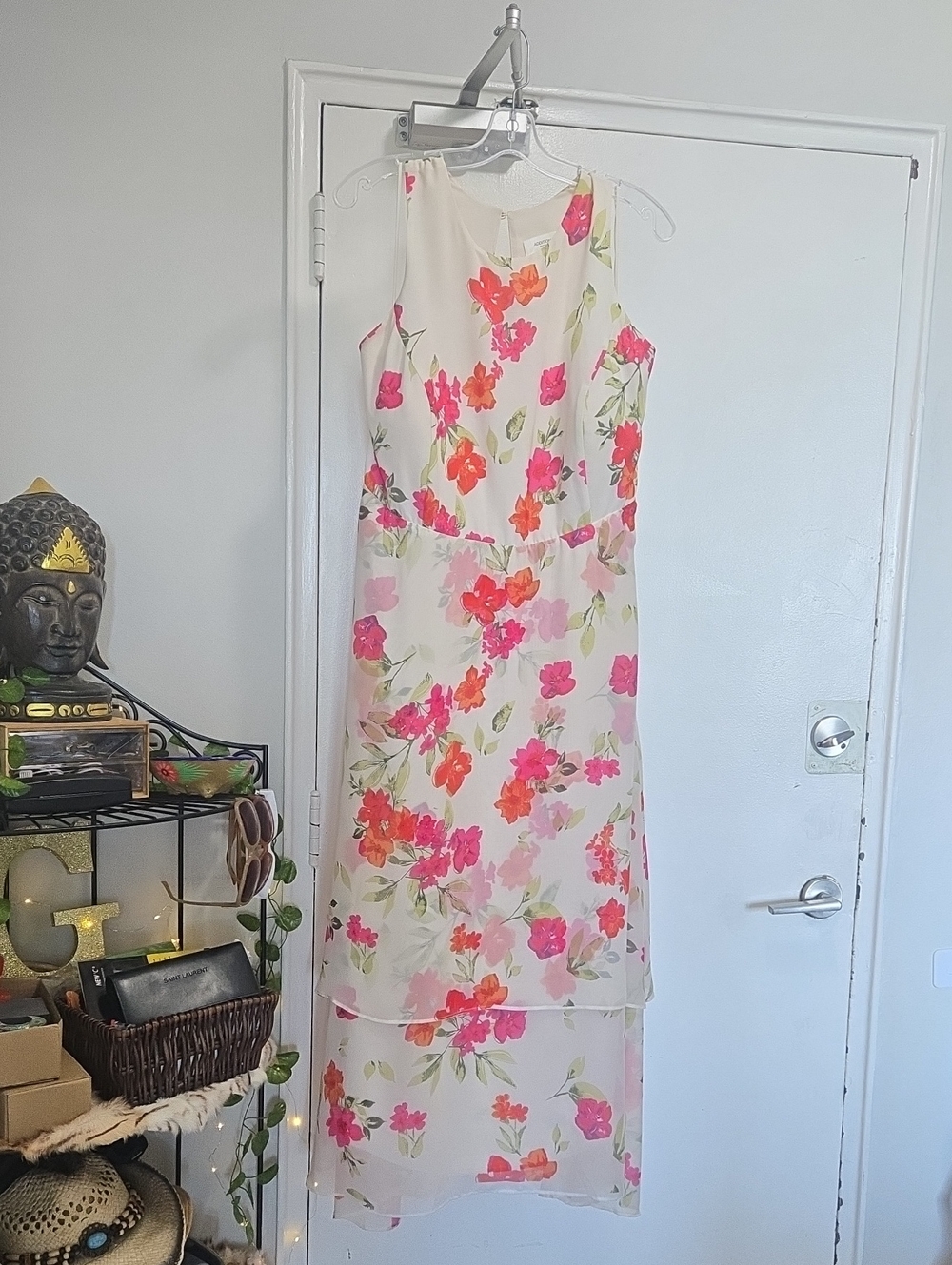 Addition Elle Cream Maxi Dress with Pink & Coral Floral Print